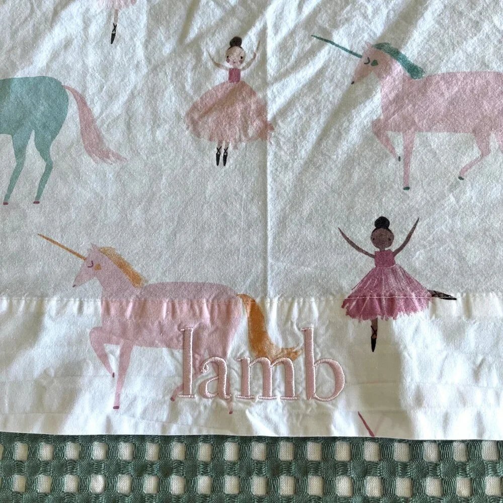 Pottery Barn Kids Organic Cotton Unicorn Ballerina Twin Sheet